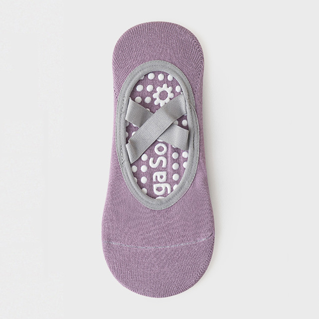 Cotton Breathable Yoga Socks for Women, Silicone Non-Slip Pilates Sock, Bandage Ballet Dance Fitness