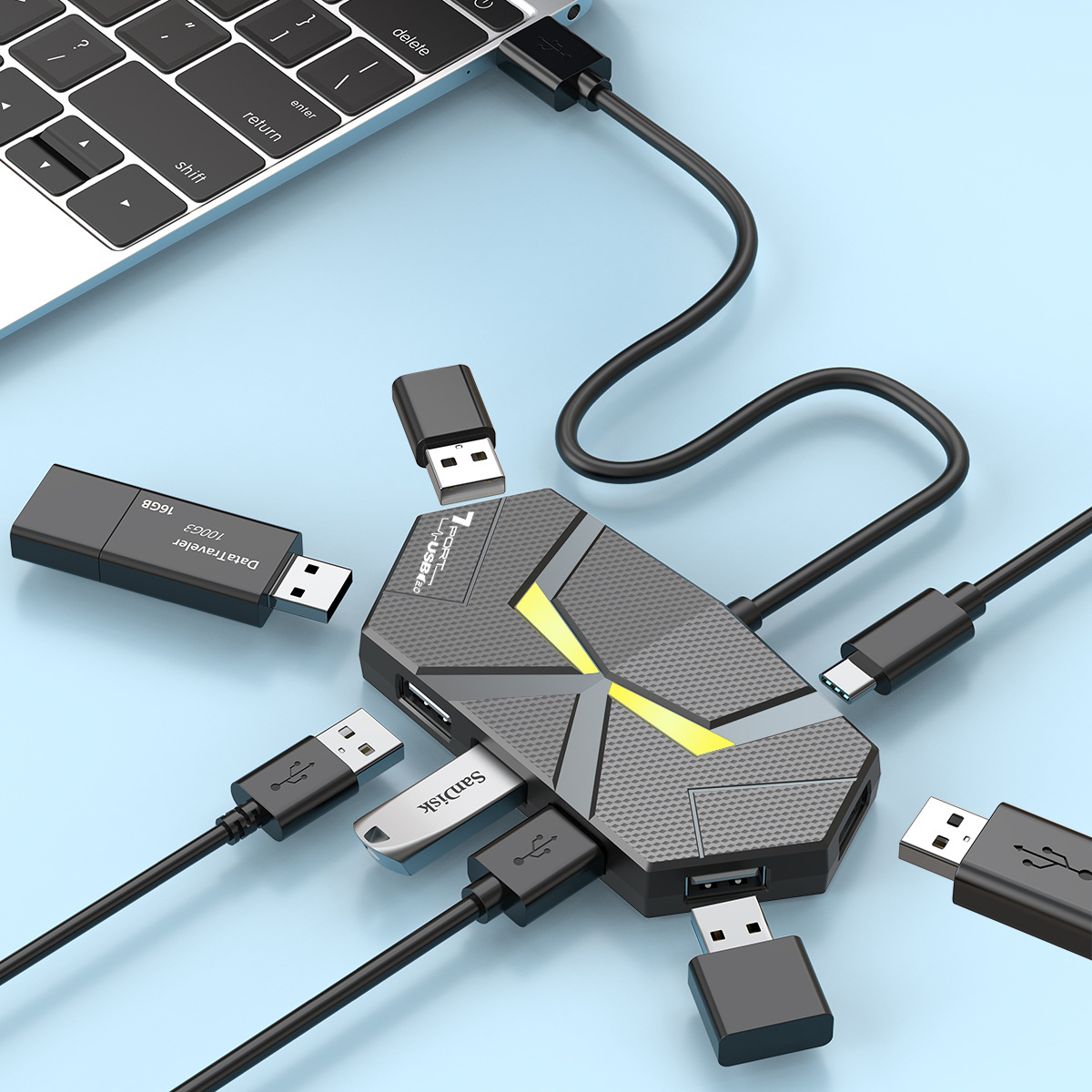Laptop Expansion Splitter TYPE-C, Connect Hard Drive for Stable Data Transfer