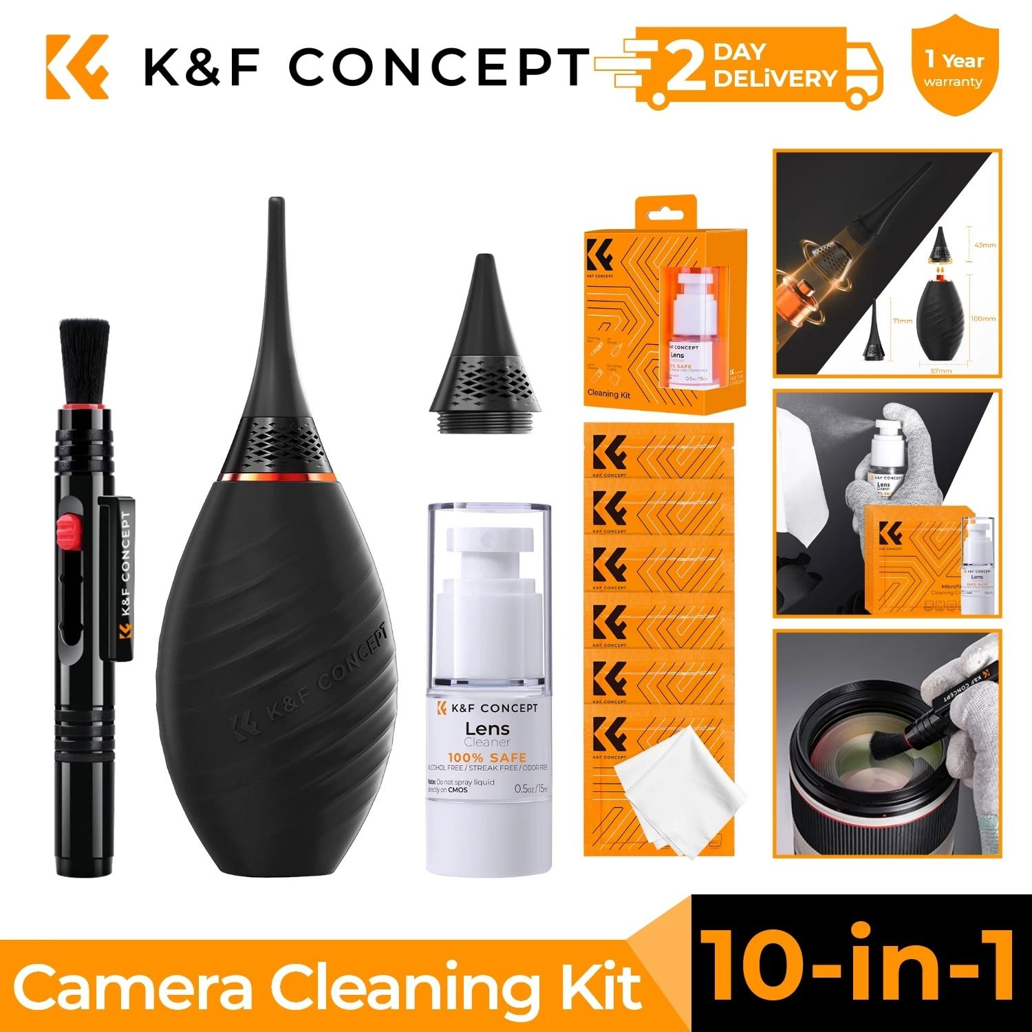 K and F Concept Camera Lens Cleaning Kit with Blower Cloth Pen and Cleaning Solution