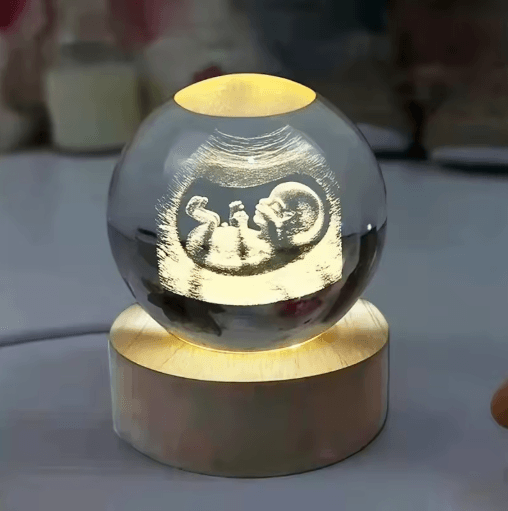 Personalized Ultrasound Crystal Ball Laser Engraved Baby Keepsake Sphere