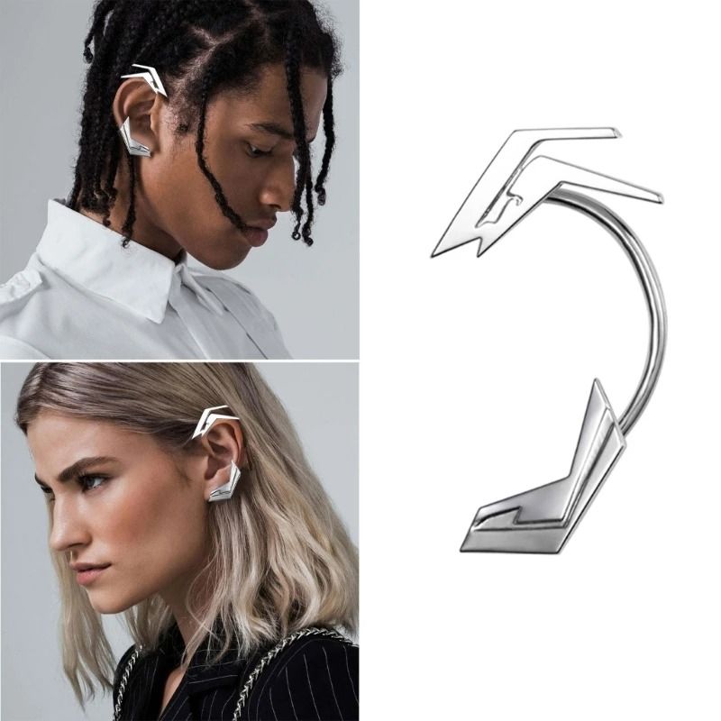 Unisex Silver Color Ear Clips Unique Futuristic Skeletal Spine Ear Hooks for Y2K Trendsetters
