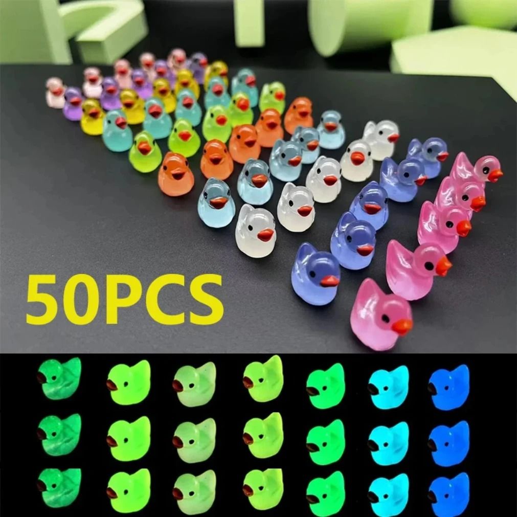 Glow in the Dark Mini Resin Ducks Fairy Garden Accessories Set