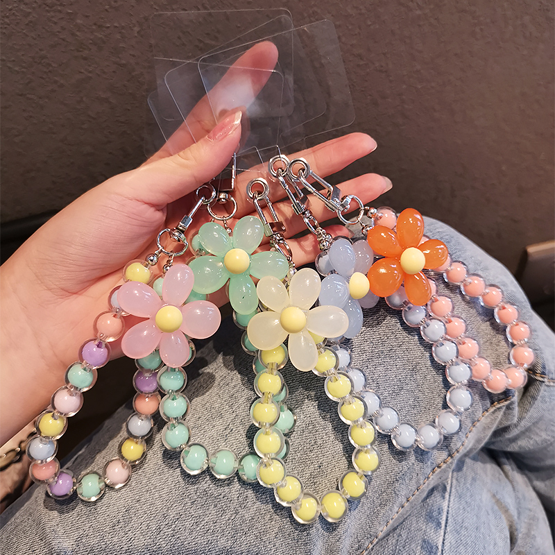 Macaron Beaded Phone Wrist Lanyard Anti Lost Phone Charm