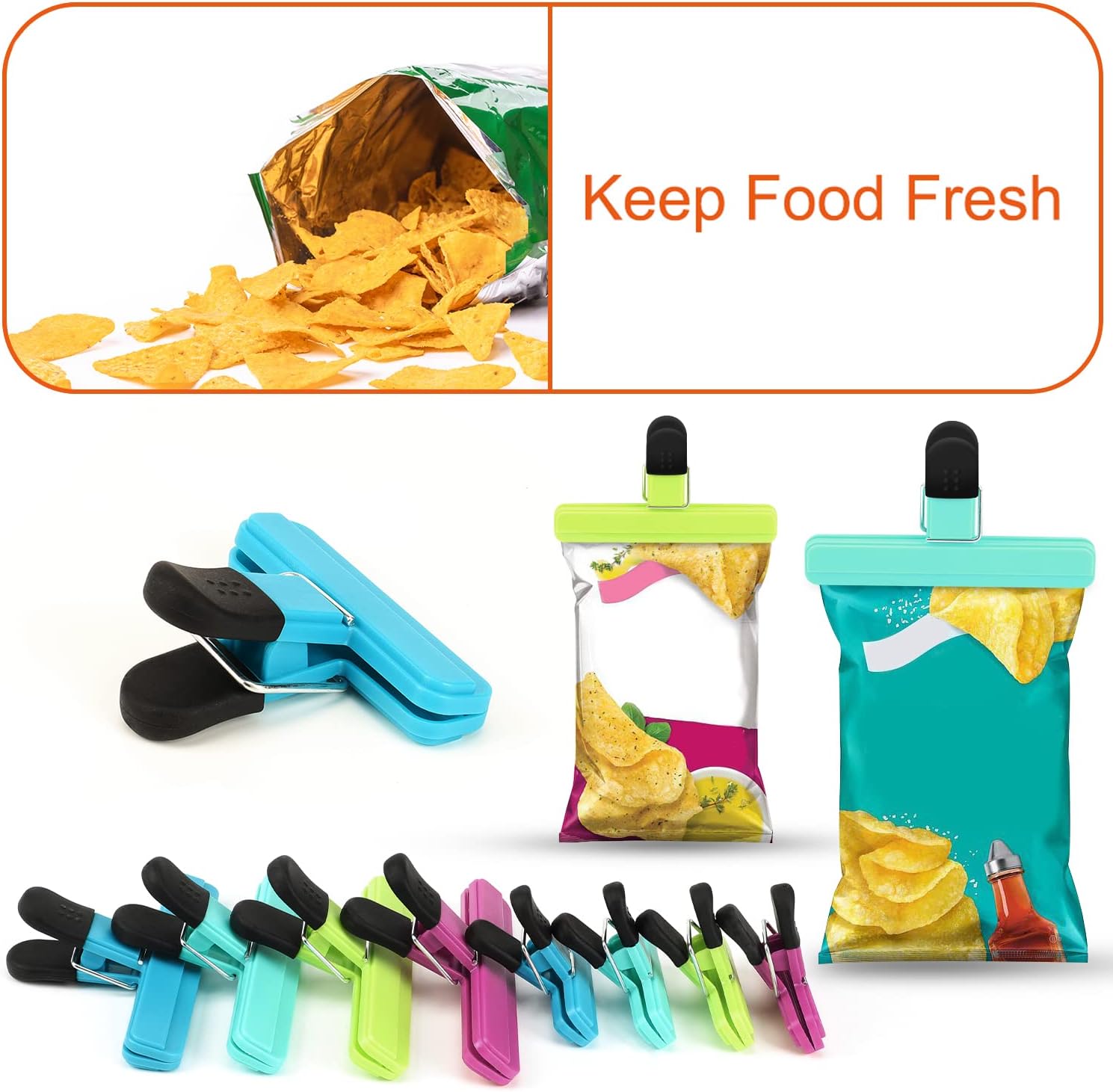 Multi Purpose Sealing Clip, Durable Kitchen Snack Holder, Food Bag Clip Storage Organizer, Moisture-proof Leak Proof