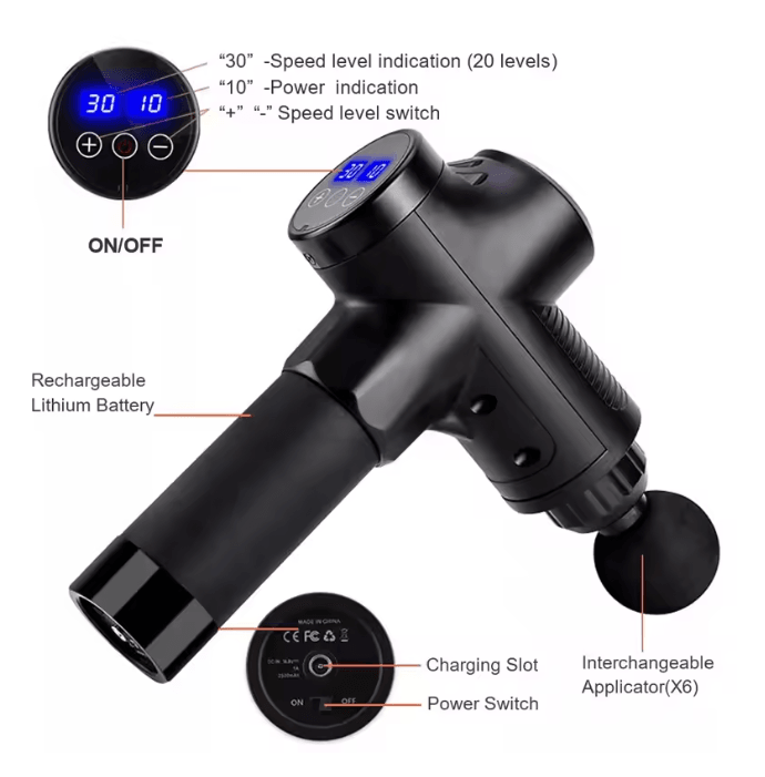PowerRelief Massage Gun Deep Tissue Percussion Muscle Massager