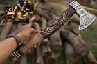 Hand-Forged Custom Viking Bearded Axe | 20 Inch High Carbon Steel Camping & Wood Cutting Axe | Solid Wood Handle