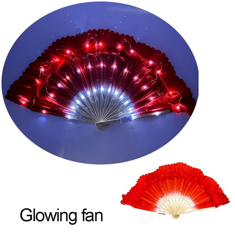 LED Folding Fan Light Up Hand Fan Glowing Party Festival Fan
