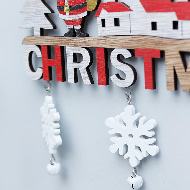Snowman Santa Claus, Christmas Letter Door Sign, Wooden Pendant Handicraft, Deer Home Decoration