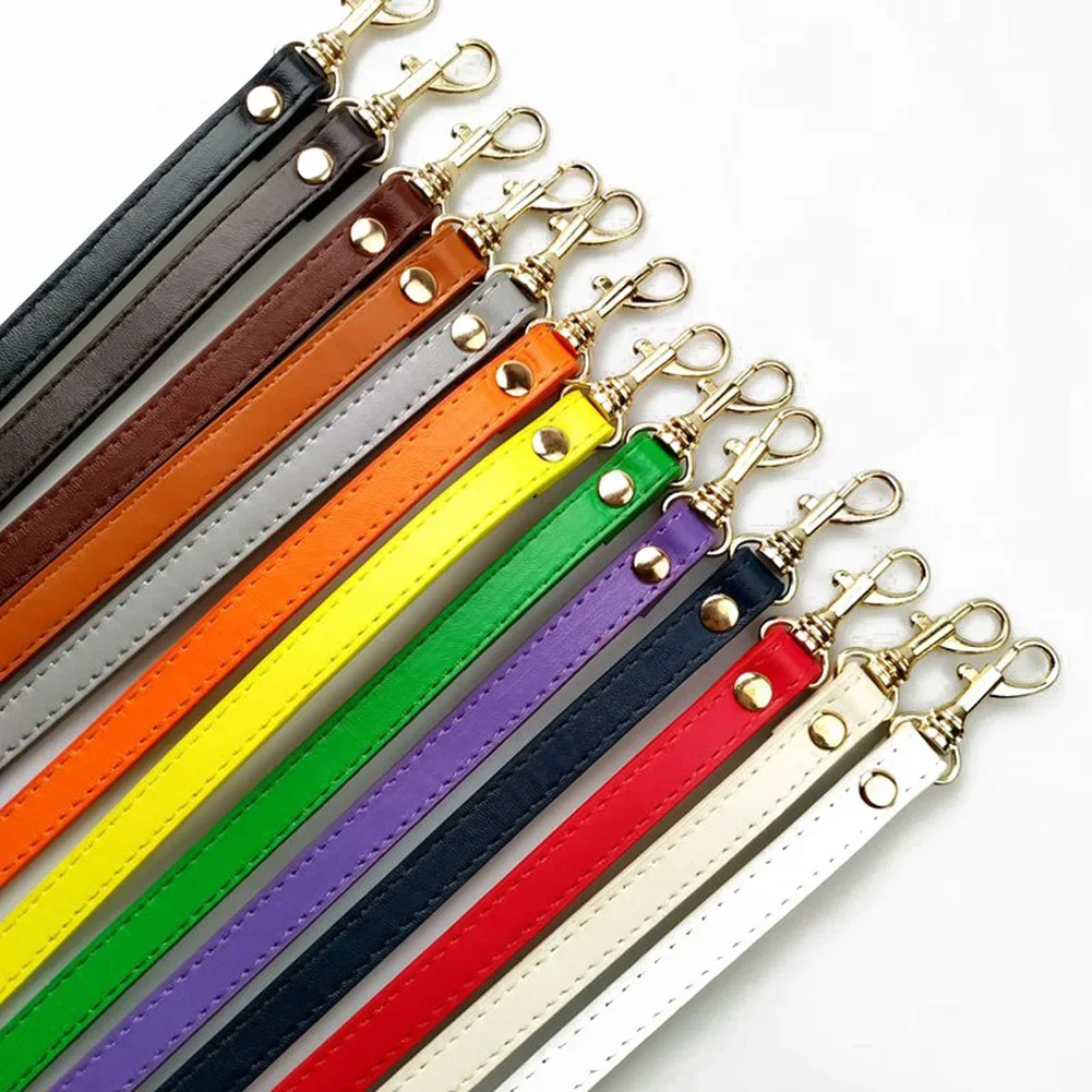 Leather Shoulder Bag Strap with Adjustable PU Belts, Black Crossbody Handbag Strap, Silver Gold Buckle Accessories