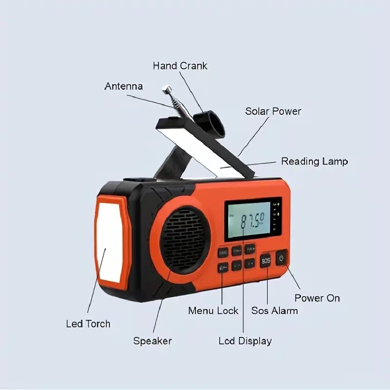 Solar Hand Crank Emergency Weather Radio with Flashlight and Phone Charger