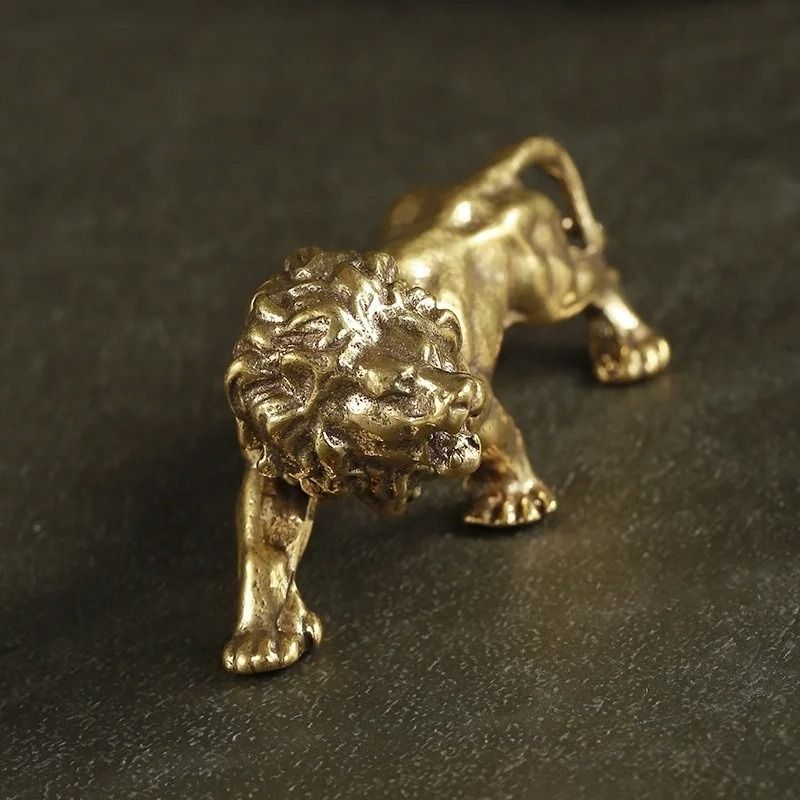 RegalPride Antique Bronze Lion King Statue Mini Brass Sculpture