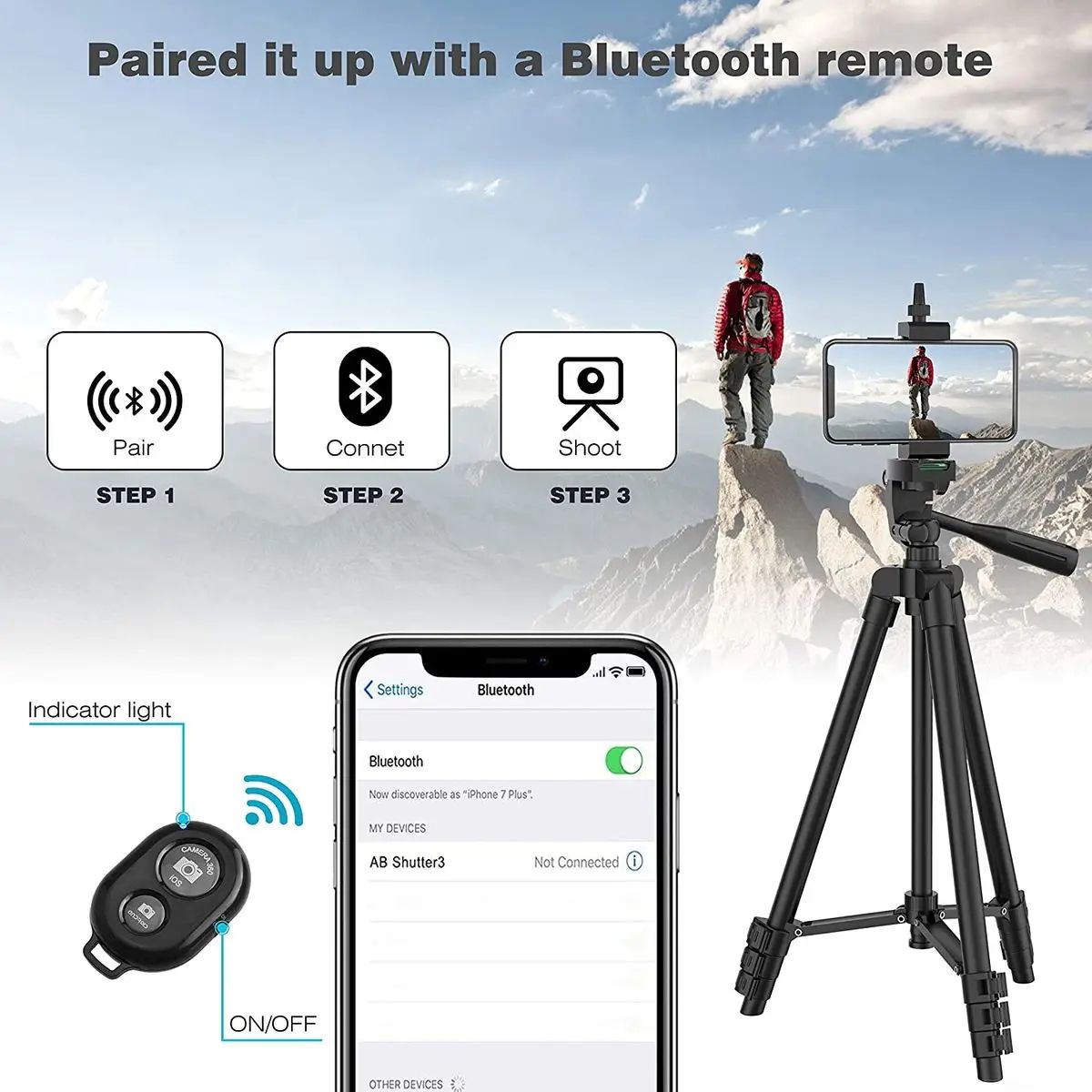Lightweight Camera Tripod with Phone Holder