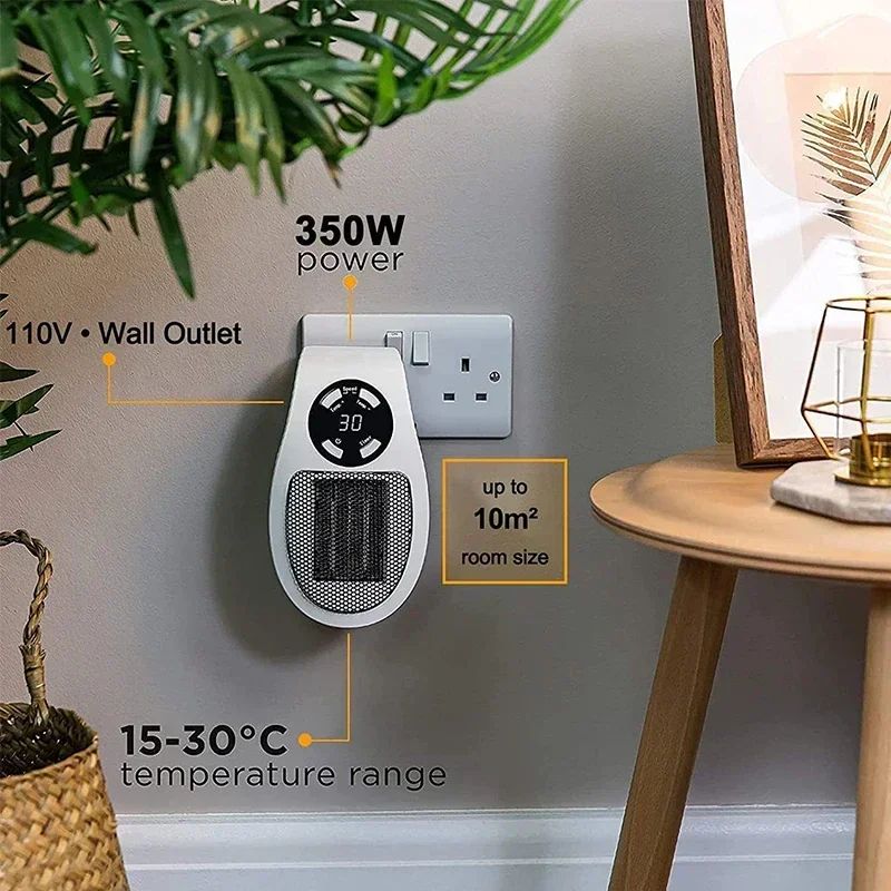 Compact Plug-In Wall Heater with Remote – Fast Heating Mini Space Heater for Room & Desk Comfort