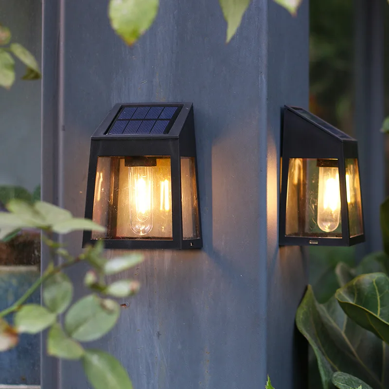 Outdoor Waterproof Solar Wall Light Sunlight, Fence Yard Pathway Lamp, Garden Wall Washer Tungsten Light Bulb