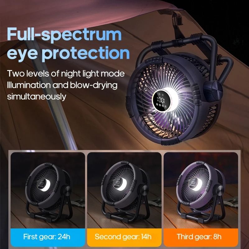 Multifunctional 6 in 1 Camping Fan with 20000mAh Battery and LED Light