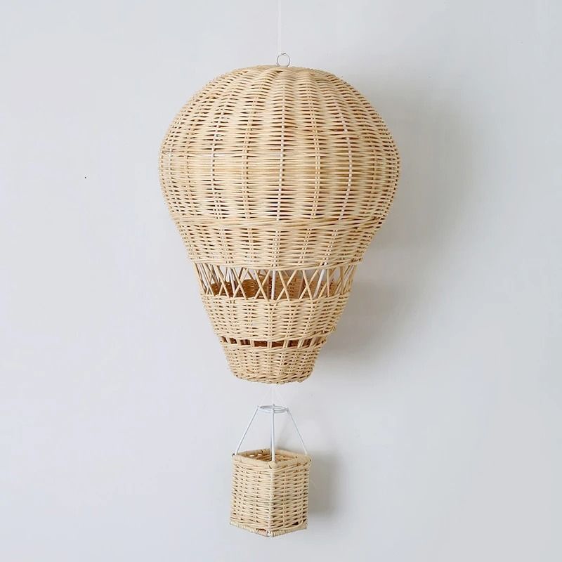 Rattan Hot Air Balloon Decor Nursery Wall Hanging Boho Kids Room Decor
