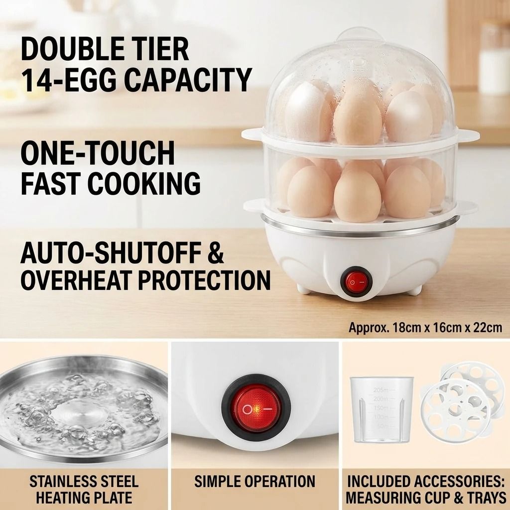 Double Layers Electric Egg Boiler and Multifunctional Breakfast Machine