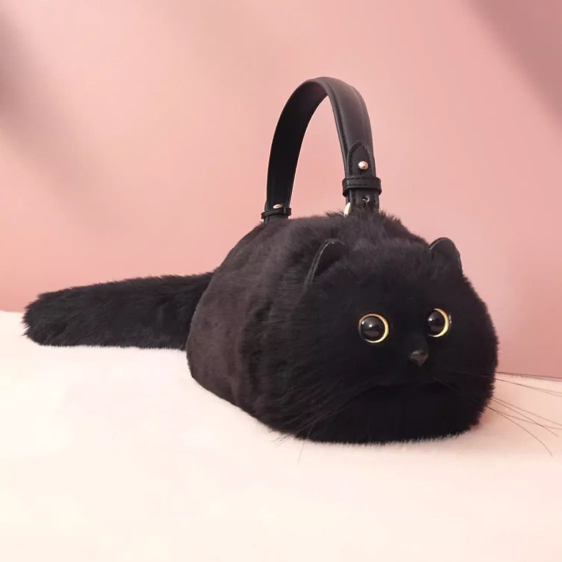 One Shoulder Small Messenger Bag Plush Cat Design