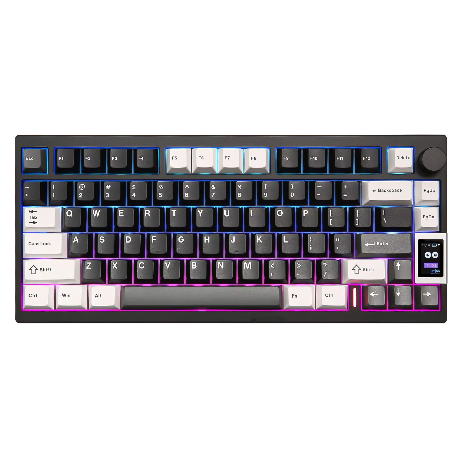 YUNZII AL80 Silver Wireless Mechanical Keyboard – Full Aluminum Custom Hot-Swap Keyboard with LCD Display, QMK/VIA Compa