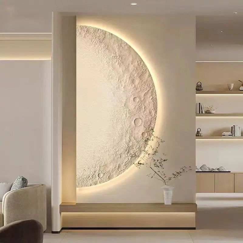 Creative LED Moon Wall Painting Lamp – Remote Control Minimalist Decor