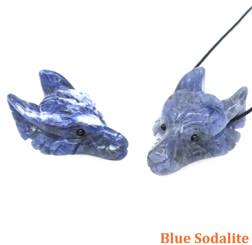 SpiritWolf Crystal Wolf Head Pendant – Hand-Carved Gemstone Necklace Charm
