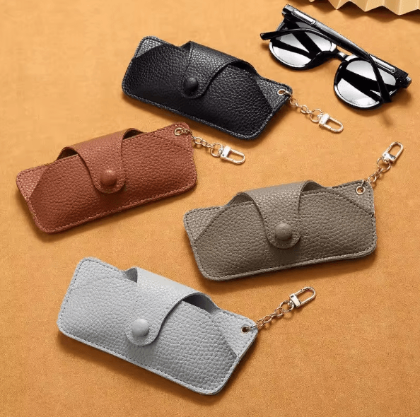 RetroCarry PU Leather Glasses Pouch with Lanyard Strap