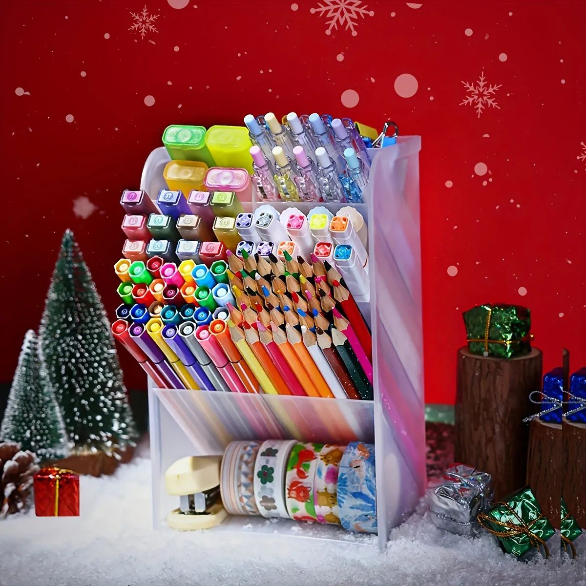 Transparent Large Capacity Multifunction Desktop Pen Holder