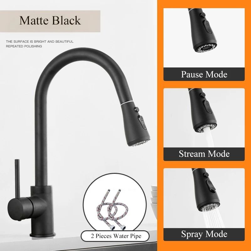 Pull Out kitchen faucet Silver Single Handle Swivel Sprayer Sink Water Mixer Tap