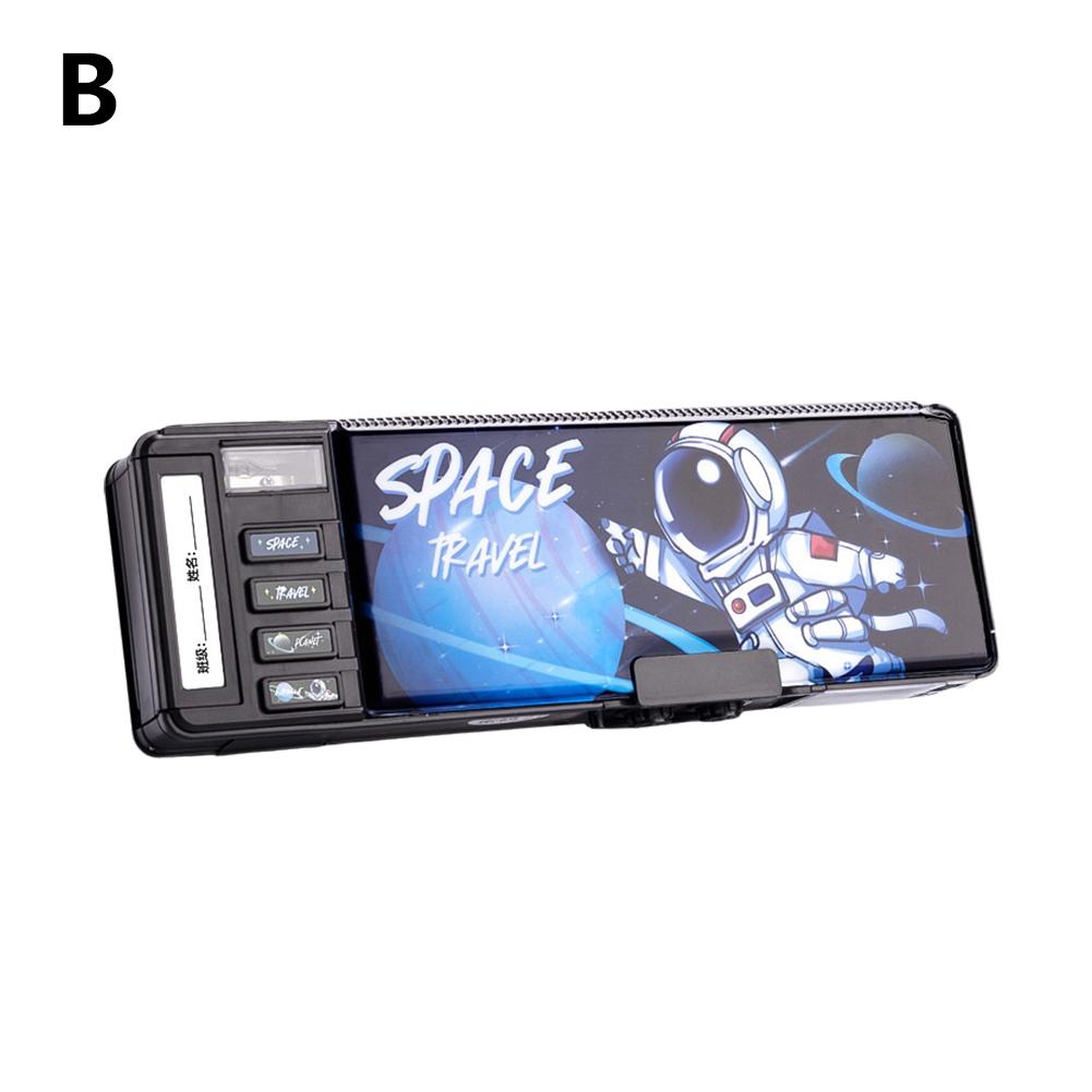 Student Stationery Box, Double-Layer Pencil Case with Password Lock, Multifunctional High-Tech Pen Box for School
