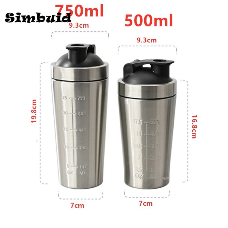 Stainless Steel Protein Shaker Bottle with Mixing Ball Leak Proof Gym Water Bottle