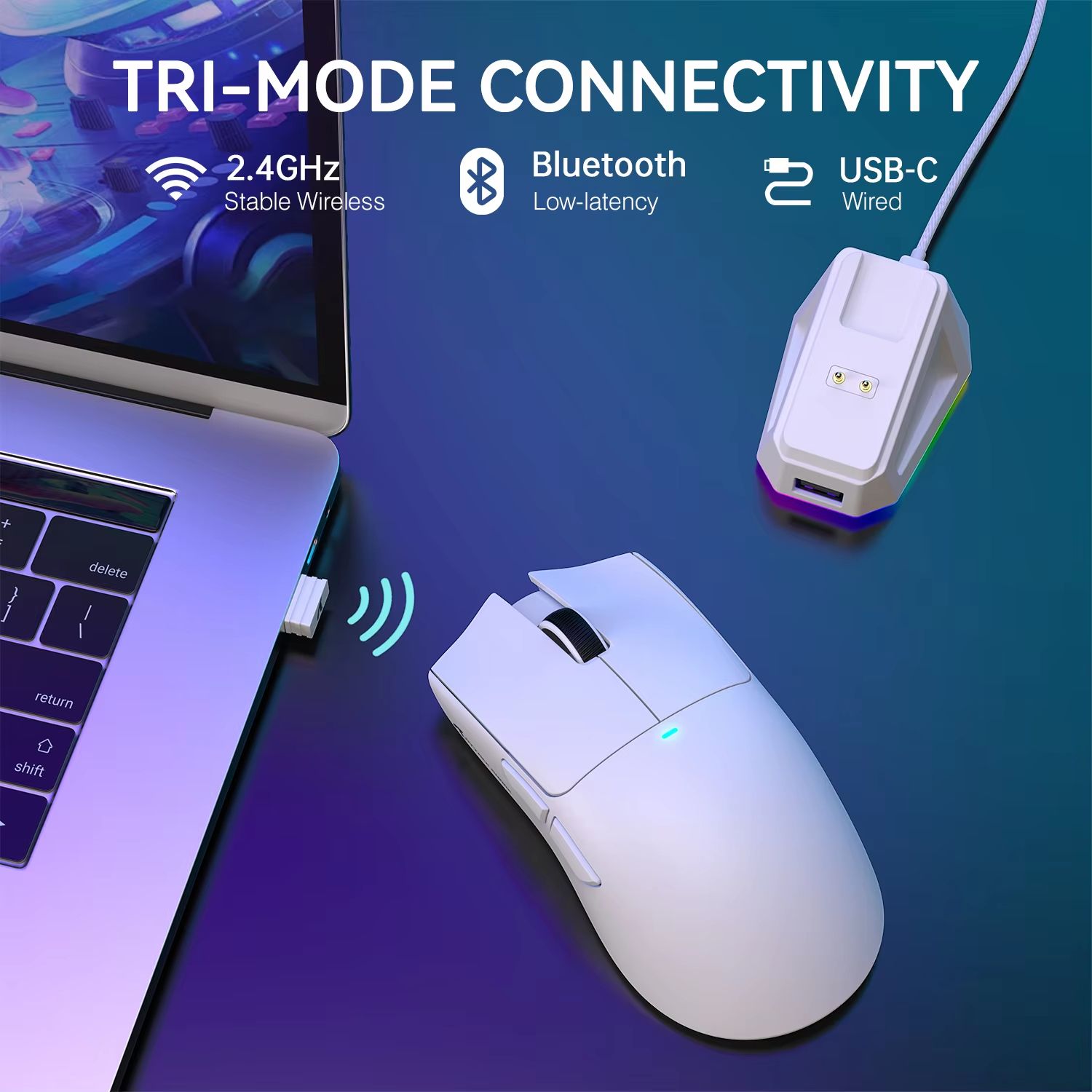 ATTACK SHARK X11 Tri Mode wireless gaming mouse with Magnetic Charging Dock, 22K DPI PAW3311 Sensor, Lightweight RGB