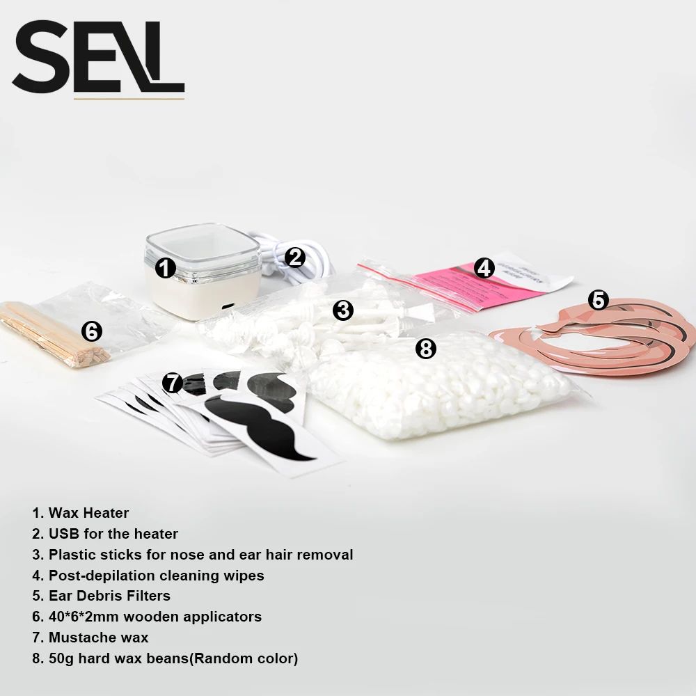 USB Wax Heater Machine Facial Nose Hair Removal Waxing Kit