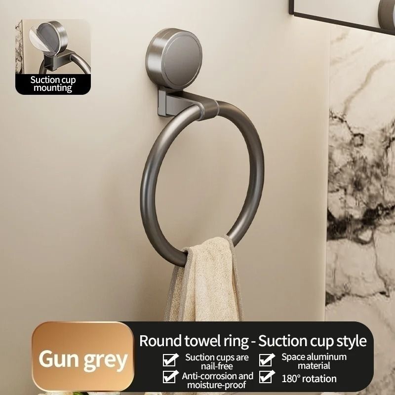 No Drill Suction Cup Towel Ring Wall Mount Hand Towel Holder