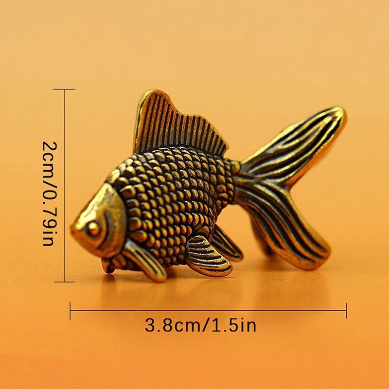 Retro Brass Goldfish Figurine Lucky Fish Desk Decor Ornament
