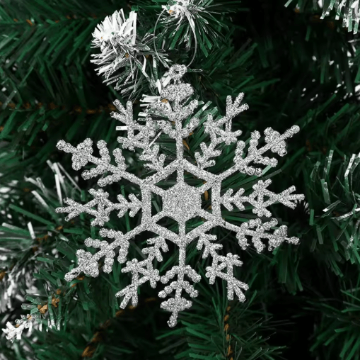 9-Piece Glitter Snowflake Christmas Ornaments Red & Gold Hanging Tree Decorations