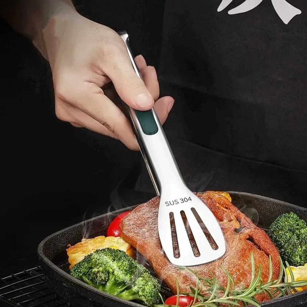 BBQ Grill Food Tong Stainless Steel Salad Bread Clip Buffet Clamp Non-slip