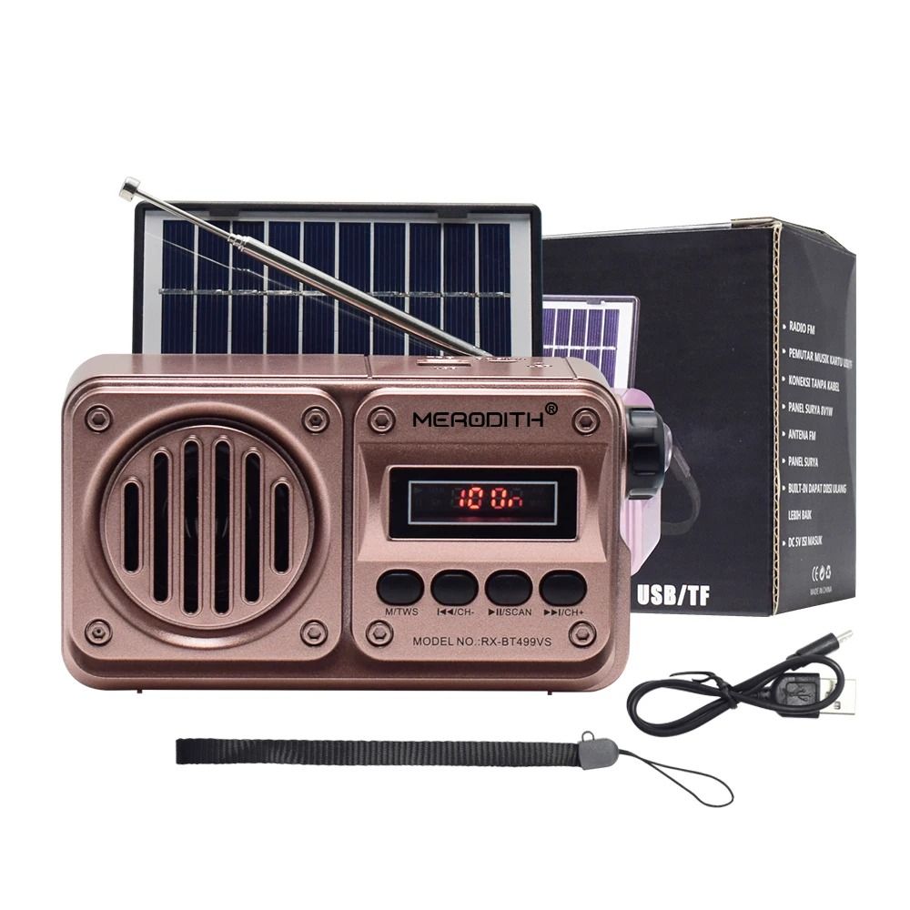 MD 499 Wireless Bluetooth Speaker MP3 FM Radio Solar Charging Emergency Power