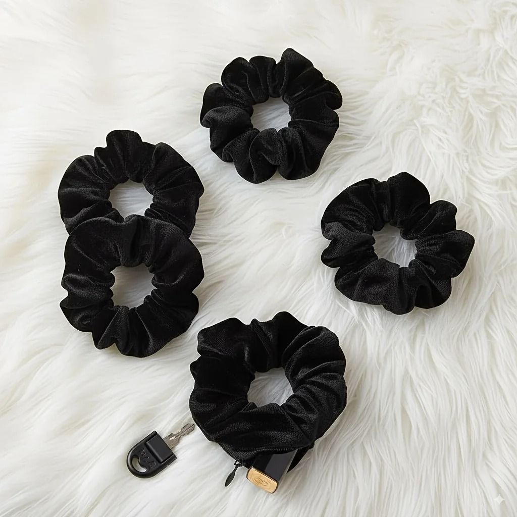 Hidden Storage Hair Scrunchie with Zipper Secret Wallet