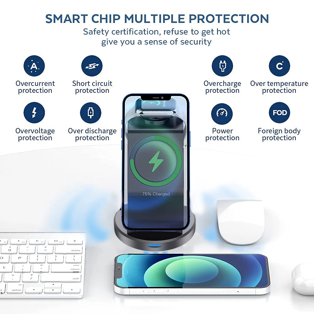 wireless charging station with Magnetic MagSafe charger stand