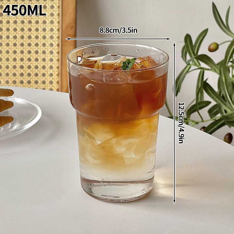 Creative Wave Shape Iced Coffee Tumbler Cup, Transparent Drinking Glass, Ripple Water Juice Milk Tea Mug