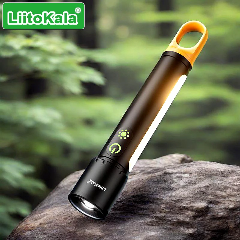 Multifunctional Zoom Flashlight Battery, Type C Charging, Side Light for Camping