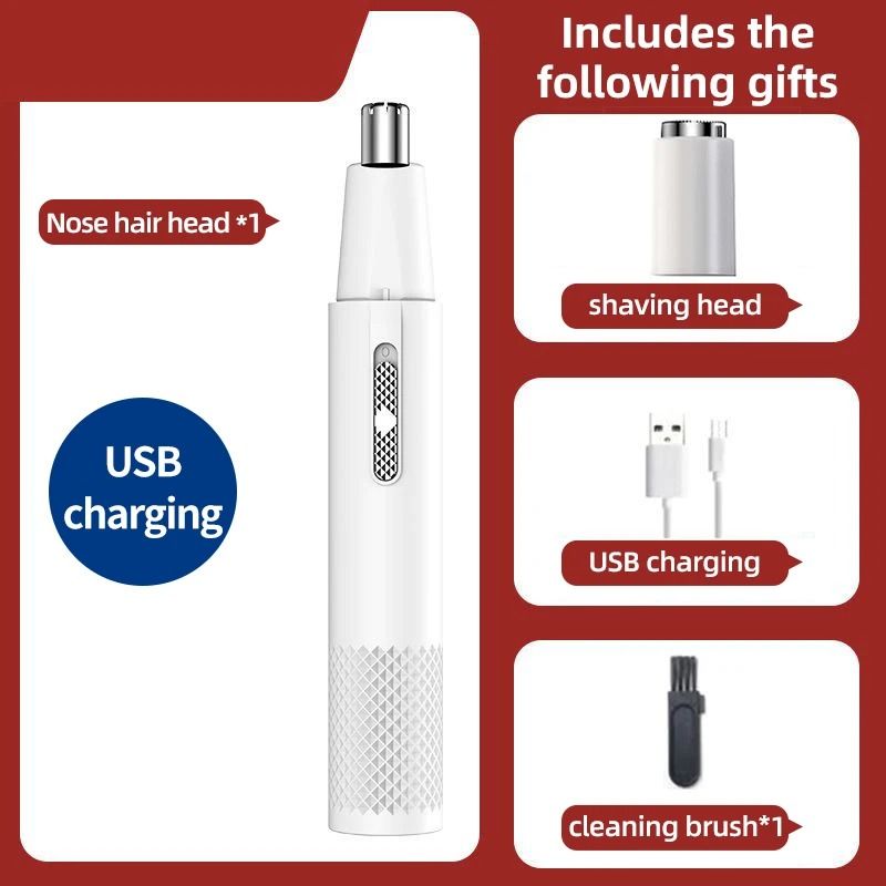 Rechargeable Nose Hair Trimmer With Dual-Use Design And Washable Blades