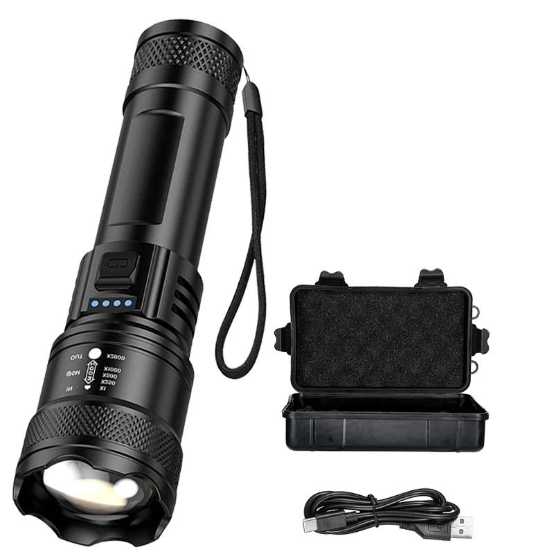 Super Bright USB Rechargeable LED Flashlight with Long Range Beam