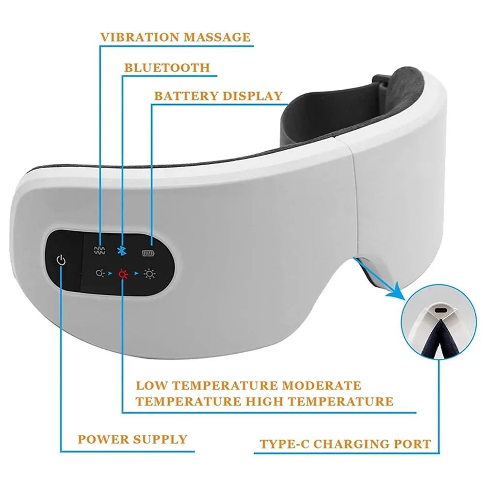 Smart Eye Massager with Heat and Air Pressure Bluetooth Relaxation Glasses