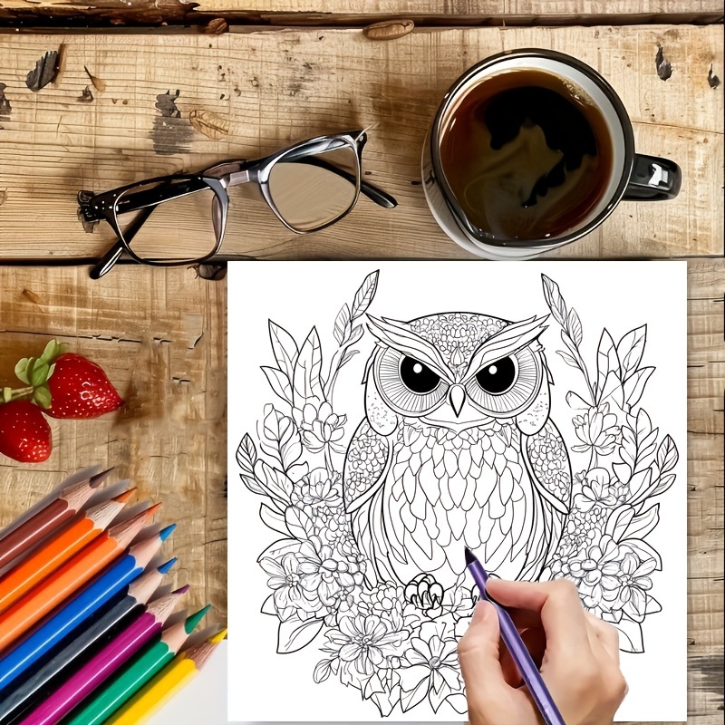 Animals Coloring Book for Adults, Stress Relief and Mood Reduction, Valentines Gift Idea