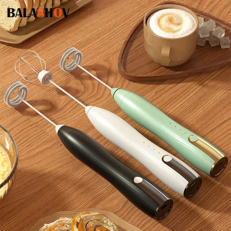 Electric Milk Frother USB Rechargeable Foam Maker Mixer for Coffee Cream and Cappuccino