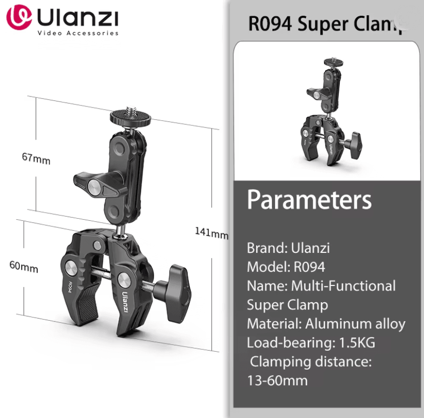 Ulanzi R094 Super Clamp with Double Ball Head Magic Arm