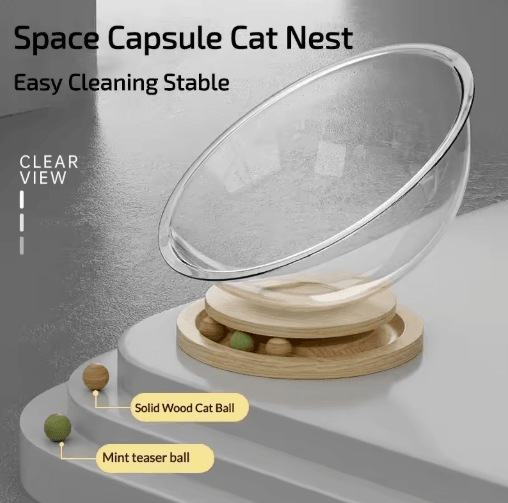 Clear Capsule Cat Bed Hammock – Removable All-Season Cozy Nest