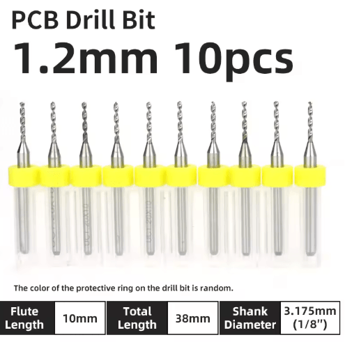 TOOLEYE Micro PCB Drill Bit Set – 10pcs Precision CNC Drills (0.1–3.175mm, 1/8 Shank)