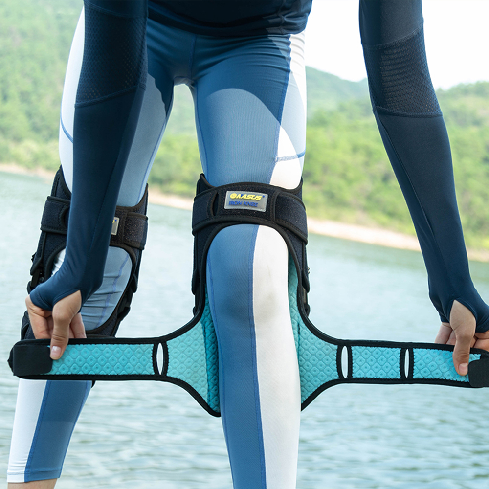 Knee Brace for Running, Climbing, Stabilizing Ligament Injuries, Adjustable with Dual Side Hinges for Meniscus